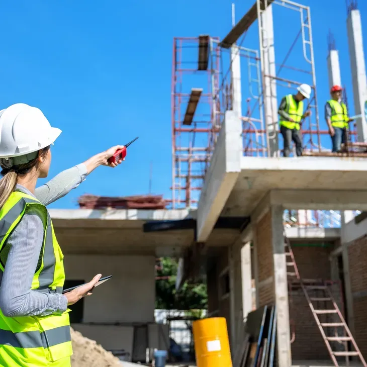Safety professionals reviewing plans